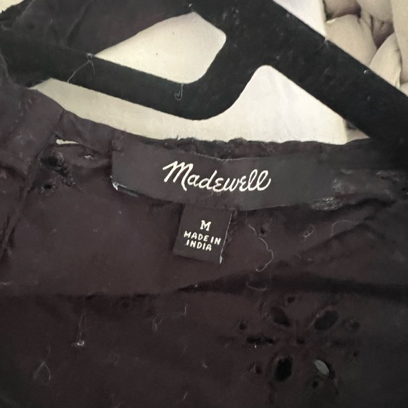 Madewell Long Sleeve Eyelet Black Shirt Medium - Picture 5 of 5
